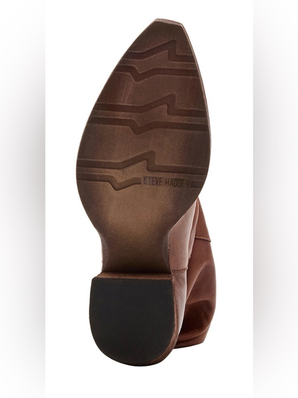STEVE MADDEN Brown Leather Slouchy Western Heeled Boot. - Picture 4 of 8